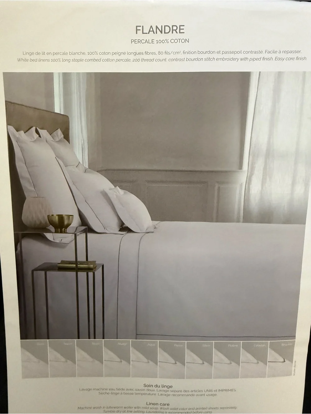 Yves Delorme Flandre Bruyere King Duvet Cover 111x92 Cotton Percale NWT